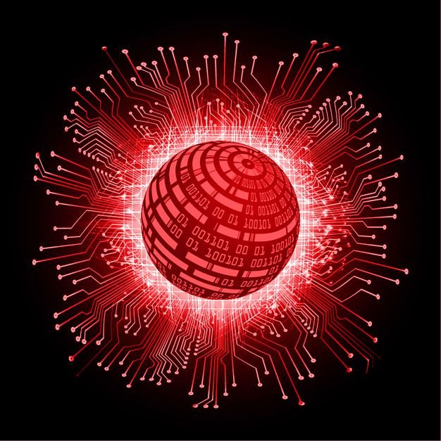 red world cyber circuit future technology background premium vector